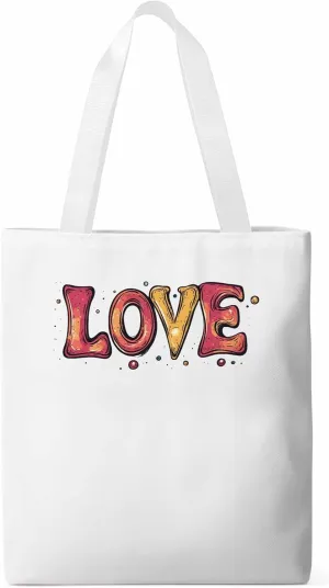 Canvas Tote Bag, Valentine Love Orange patterned Canvas Tote Handbags for Women Shoulder Bag,