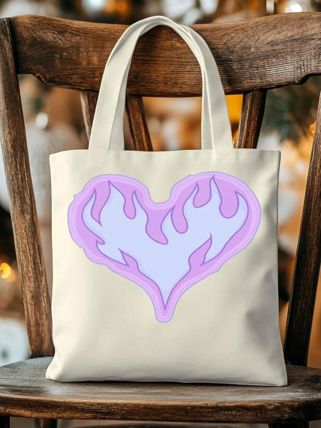 Canvas Tote Bag, Valentine's Day Abstract Fire Love Aesthetic Canvas Tote Handbags for Women Shoulder Bag