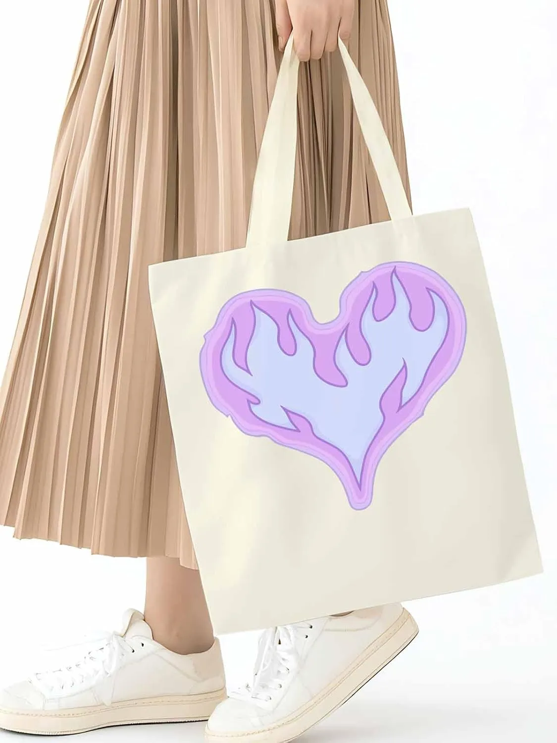 Canvas Tote Bag, Valentine's Day Abstract Fire Love Aesthetic Canvas Tote Handbags for Women Shoulder Bag