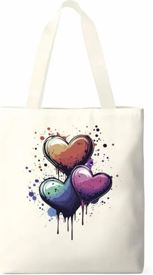Canvas Tote Bag, Valentine's Day Aesthetic Canvas Tote Handbags for Women Shoulder Bag Love Heart Abstract