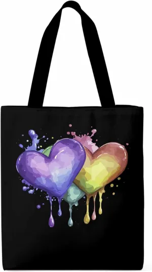 Canvas Tote Bag, Valentine's Day Aesthetic Canvas Tote Handbags for Women Shoulder Bag Love Heart Graffiti