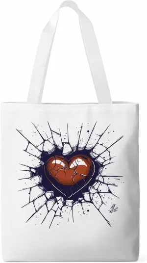 Canvas Tote Bag, Valentine's Day Crack Love Heart Aesthetic Canvas Tote Handbags for Women Shoulder Bag