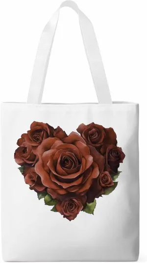 Canvas Tote Bag, Valentine's Day Roses Romance Aesthetic Canvas Tote Handbags for Women Shoulder Bag
