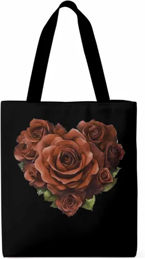 Canvas Tote Bag, Valentine's Day Roses Romance Aesthetic Canvas Tote Handbags for Women Shoulder Bag