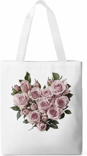 Canvas Tote Bag, Valentine's Day Roses Romantic Aesthetic Canvas Tote Handbags for Women Shoulder Bag