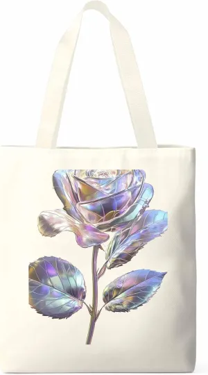 Canvas Tote Bag, Valentine's Day Watercolor Roses Aesthetic Canvas Tote Handbags for Women Shoulder Bag