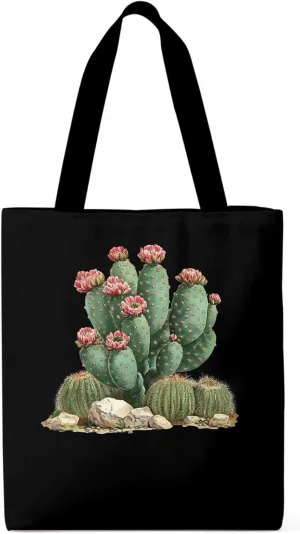 Canvas Tote Bag, Watercolor Cacti Floral patterned Canvas Tote Handbags for Women Shoulder Bag,