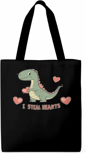 Canvas Tote Bag, Watercolor Dinosaur Loves patterned Canvas Tote Handbags for Women Shoulder Bag,