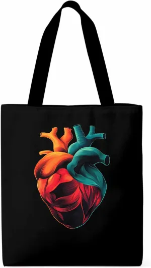 Canvas Tote Bag, Watercolor Heart Print patterned Canvas Tote Handbags for Women Shoulder Bag,