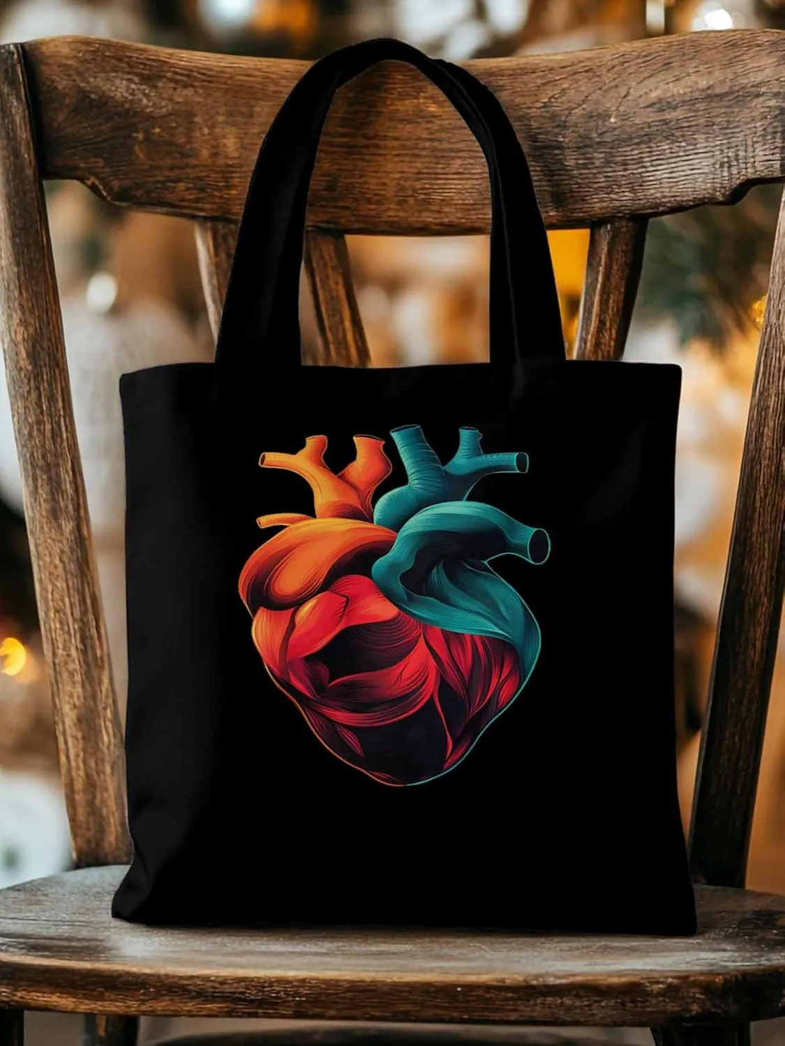 Canvas Tote Bag, Watercolor Heart Print patterned Canvas Tote Handbags for Women Shoulder Bag,