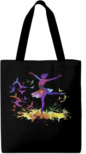 Canvas Tote Bag, Watercolor Pigeons Ballet Girl patterned Canvas Tote Handbags for Women Shoulder Bag,