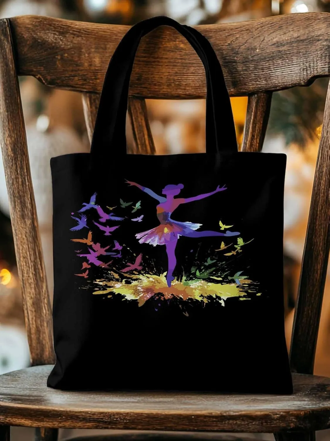 Canvas Tote Bag, Watercolor Pigeons Ballet Girl patterned Canvas Tote Handbags for Women Shoulder Bag,