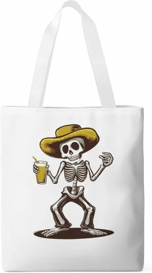 Canvas Tote Bag, Western Skeleton Aesthetic Canvas Tote Handbags for Women Shoulder Bag,