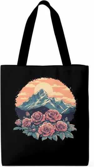 Canvas Tote Bag, Western Vintage Mountain Wildflower patterned Canvas Tote Handbags for Women Shoulder Bag,
