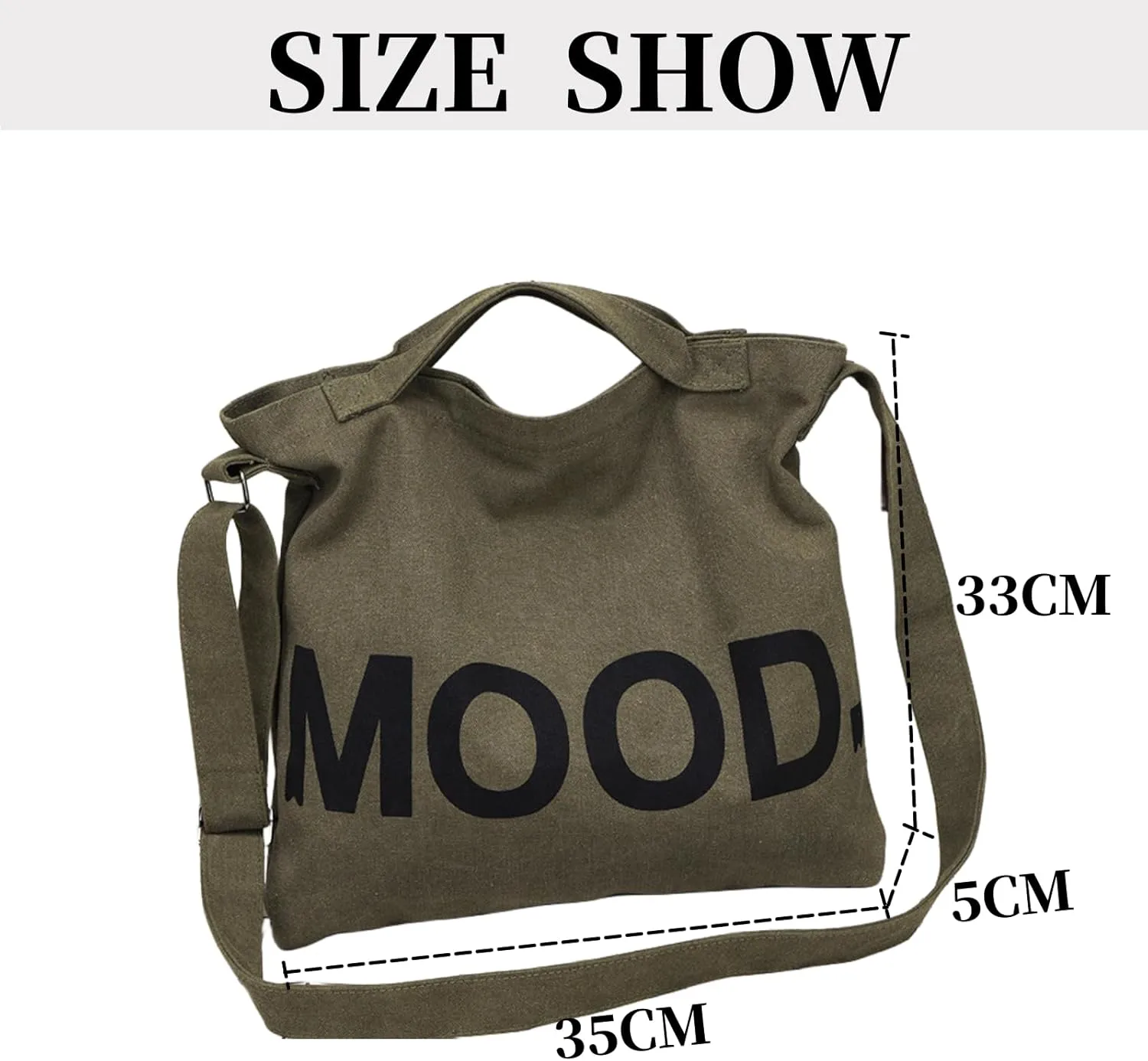 Canvas Tote Bag,Crossbody Shoulder Tote Bag for Women and Men Zipper Messenger Bag Travel Shoulder Bags Handbags