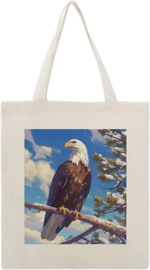 Canvas Tote Bag,Eagle on A Branch Winter Handbags for Women Shoulder Bag