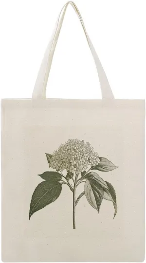 Canvas Tote Bag,Elderflower Woodcut Style Handbags for Women Shoulder Bag