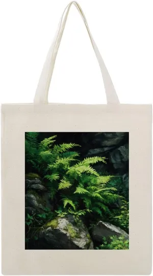 Canvas Tote Bag,Forest Ancient Fern Fronds Handbags for Women Shoulder Bag