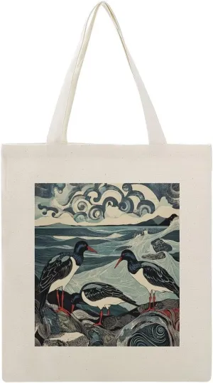 Canvas Tote Bag,Oystercatchers Handbags for Women Shoulder Bag