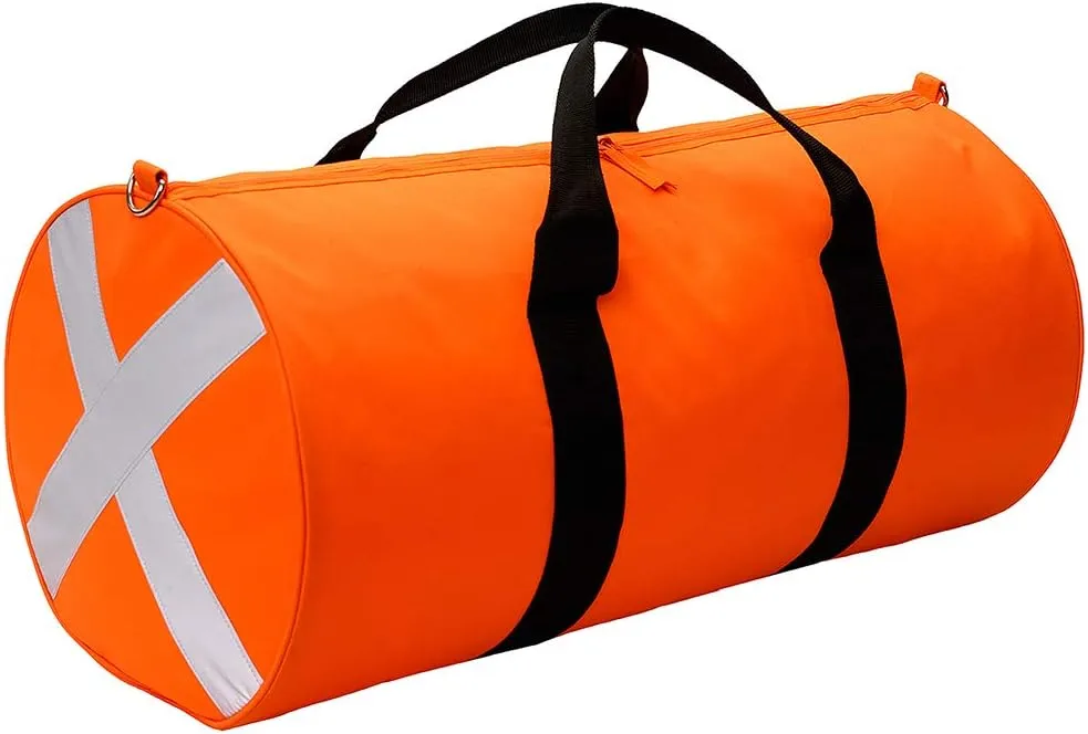 Caribee Orange Duffel Bag with Reflective End Panels for Work, Camping, Sports and Emergency Supplies