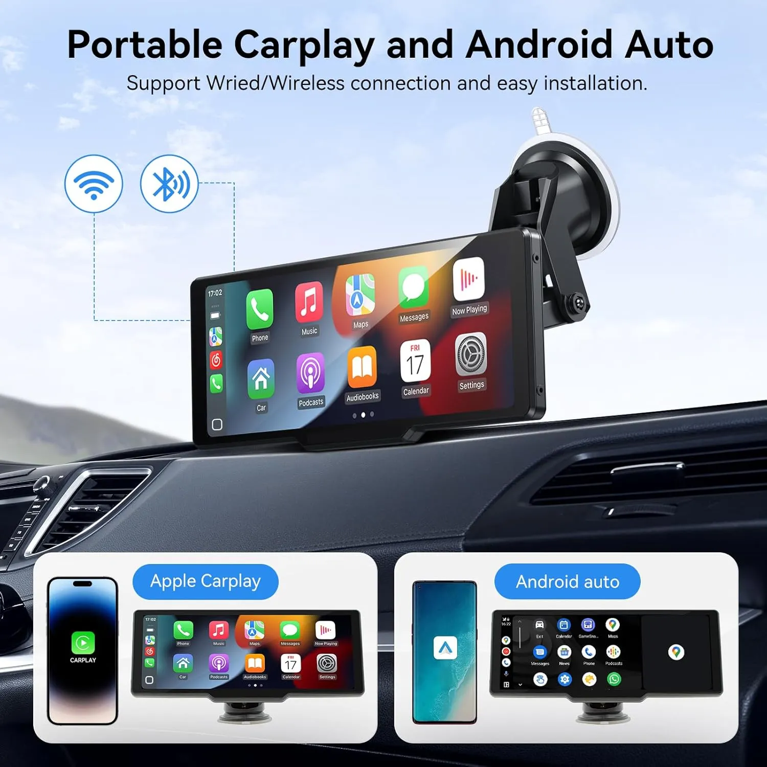 Carplay Screen for Car, 10.26" Wireless Car Play Screen Car Stereo with Carplay, Android Auto,1080p Backup Camera,Super Link,GPS for Cars, Trucks, SUVs (10.26inch)
