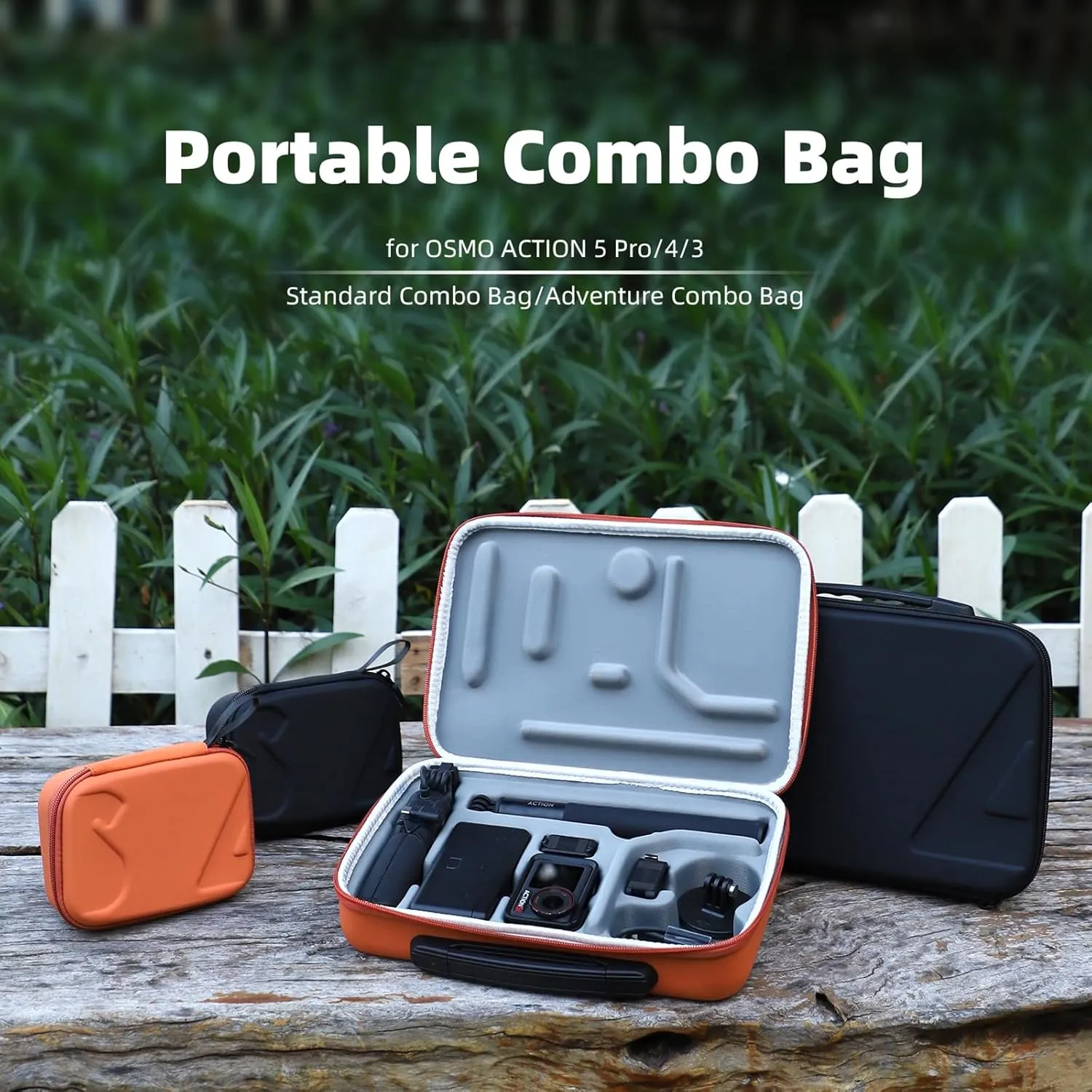 Carrying Case for DJI Osmo Action 5 Pro/4/3, Portable PU Storage Travel Bag for DJI Osmo Action 5 Pro/4/3 Accessories