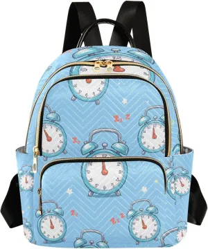 Cartoon Alarm Clock Backpack Purse for Women Shoulder Bag Fashion Daypack Ladies Handbag Lightweight Travel Bag Rucksack