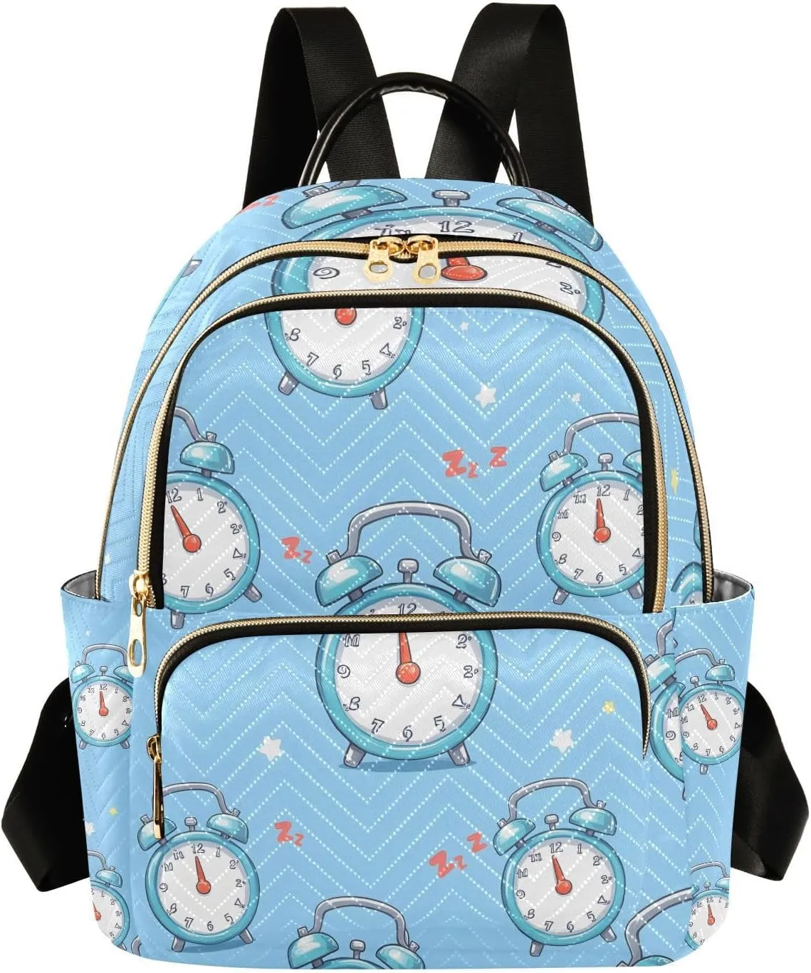 Cartoon Alarm Clock Backpack Purse for Women Shoulder Bag Fashion Daypack Ladies Handbag Lightweight Travel Bag Rucksack