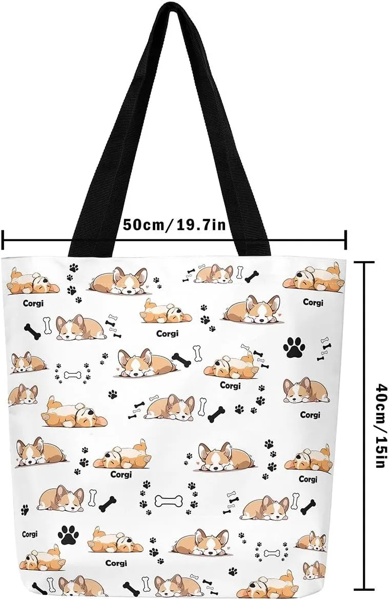Cartoon Canvas Tote Bag 19.7x5.1 Inch Aesthetic Shoulder Handbags for Shopping Gym
