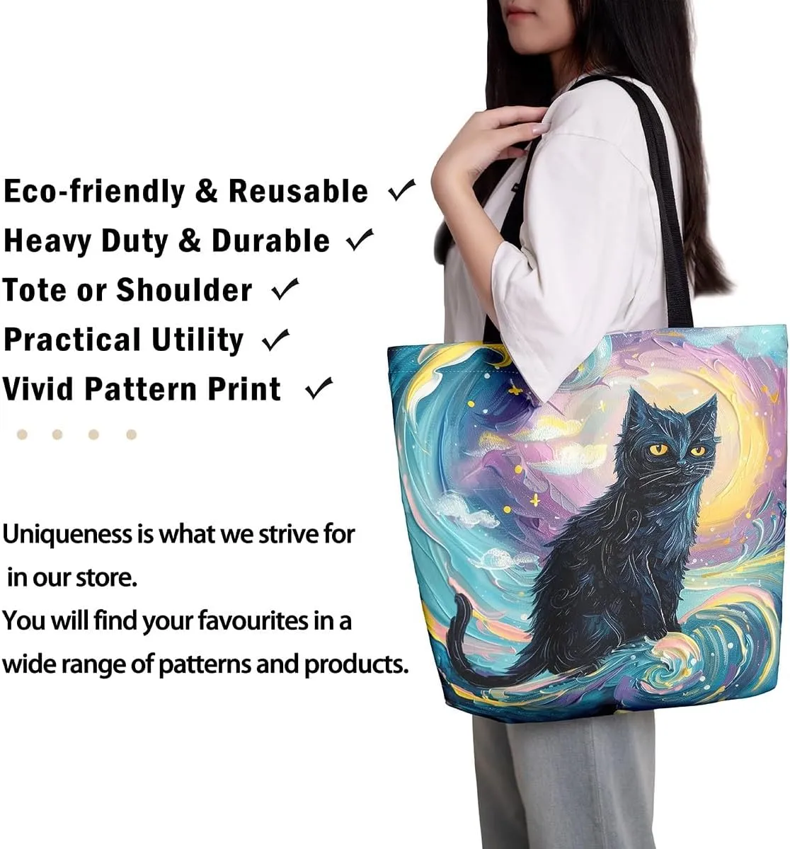 Cartoon Canvas Tote Bag 19.7x5.1 Inch Aesthetic Shoulder Handbags for Shopping Gym