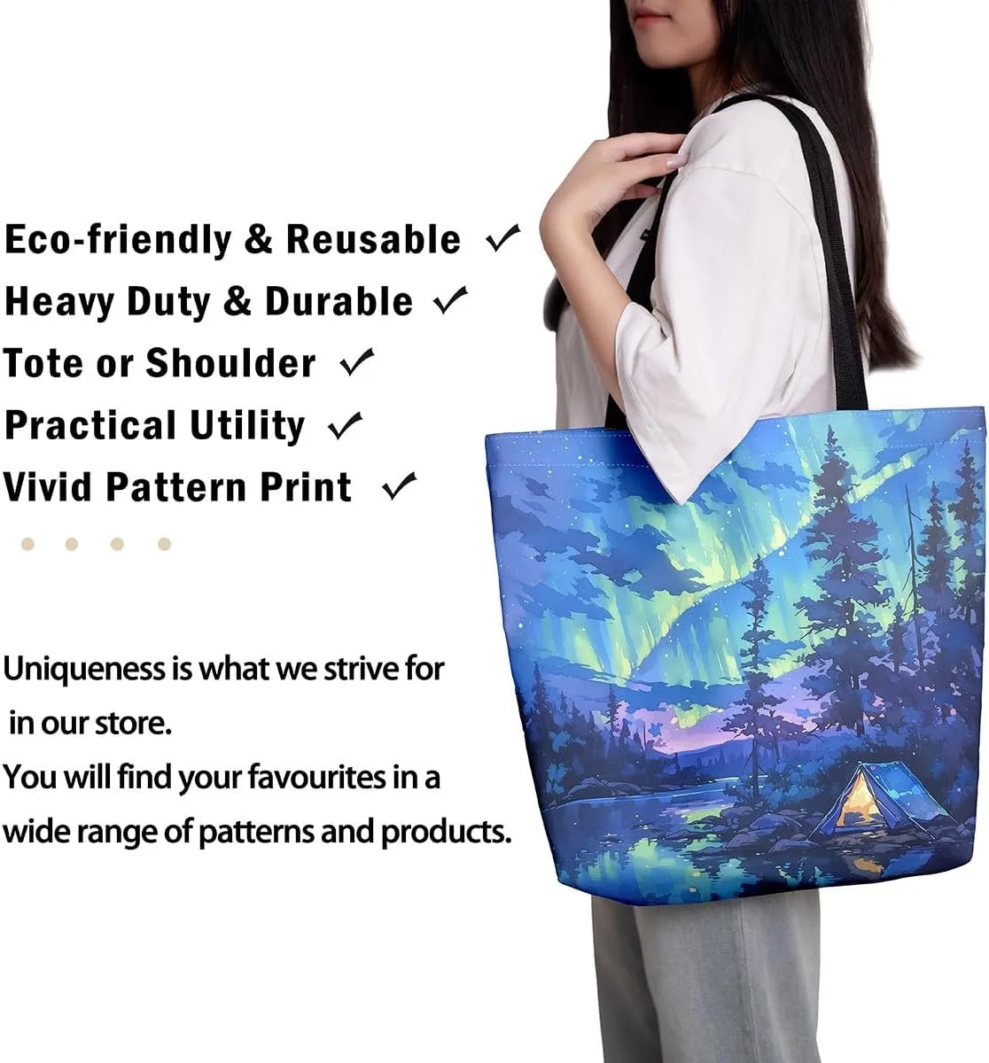 Cartoon Canvas Tote Bag 19.7x5.1 Inch Aesthetic Shoulder Handbags for Shopping Gym