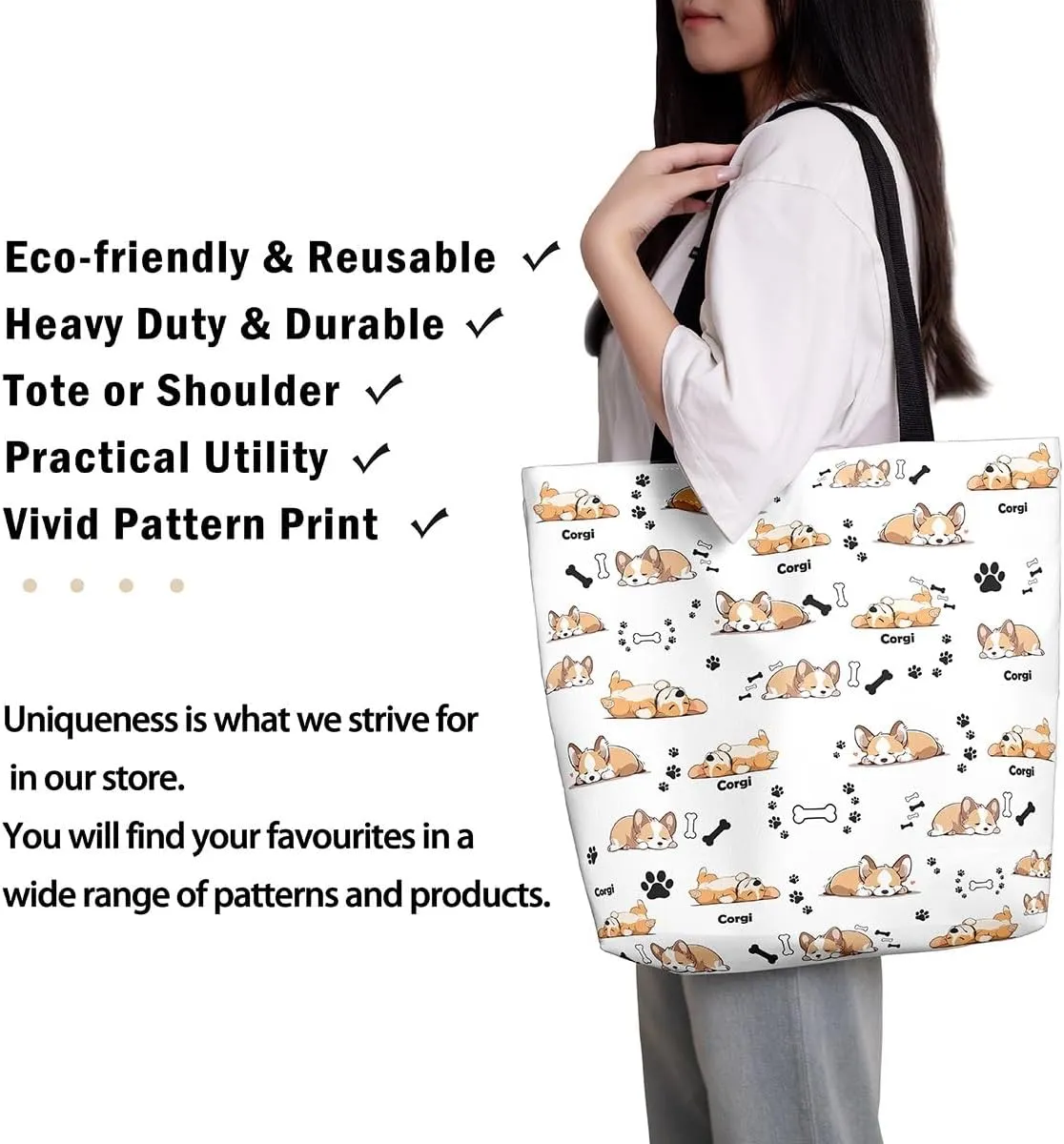 Cartoon Canvas Tote Bag 19.7x5.1 Inch Aesthetic Shoulder Handbags for Shopping Gym