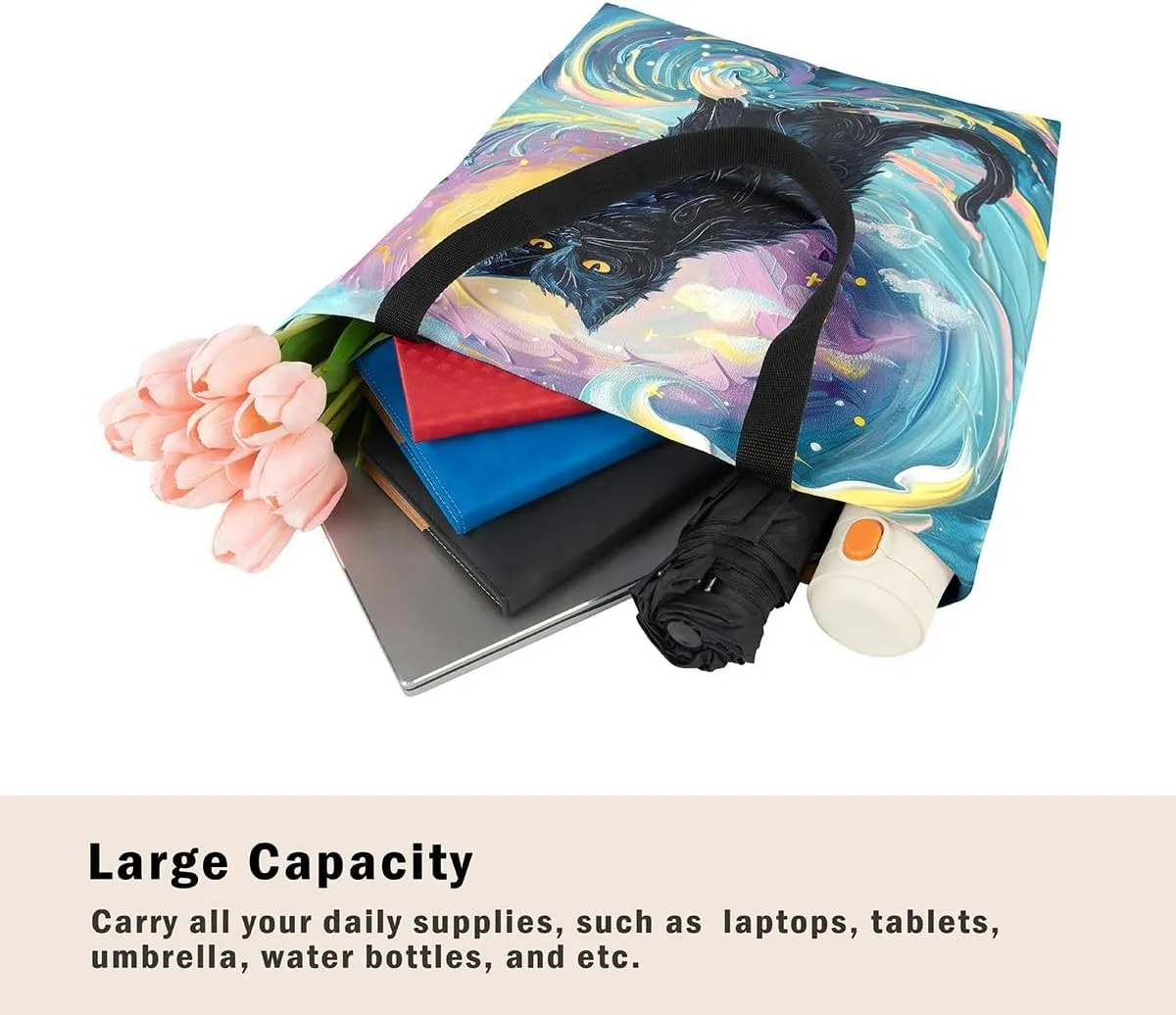 Cartoon Canvas Tote Bag 19.7x5.1 Inch Aesthetic Shoulder Handbags for Shopping Gym