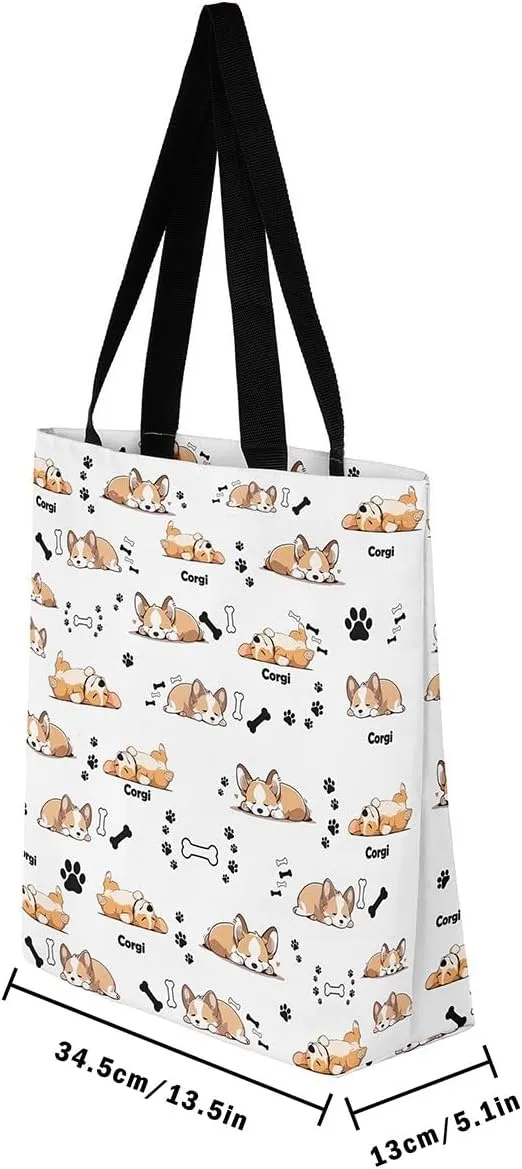 Cartoon Canvas Tote Bag 19.7x5.1 Inch Aesthetic Shoulder Handbags for Shopping Gym
