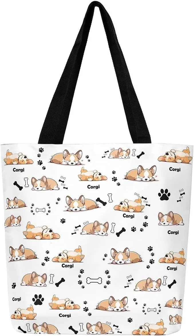 Cartoon Canvas Tote Bag 19.7x5.1 Inch Aesthetic Shoulder Handbags for Shopping Gym