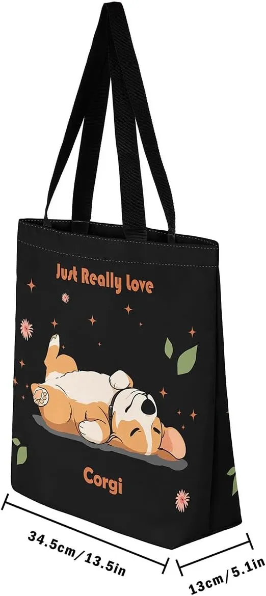 Cartoon Canvas Tote Bag 19.7x5.1 Inch Aesthetic Shoulder Handbags for Shopping Gym