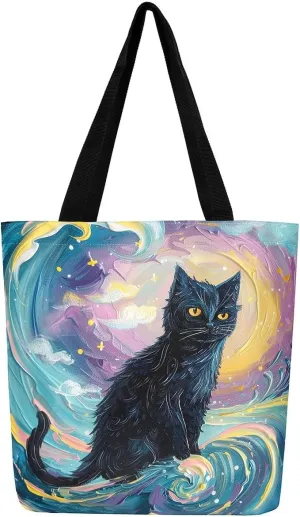 Cartoon Canvas Tote Bag 19.7x5.1 Inch Aesthetic Shoulder Handbags for Shopping Gym