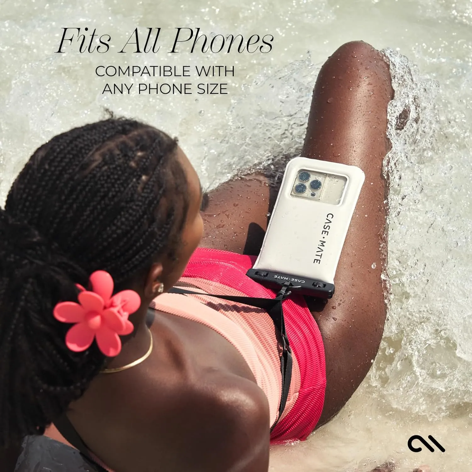 Case-Mate IP68 Waterproof Phone Pouch - Floating Waterproof Phone Case with Crossbody Lanyard - Beach Cruise Ship Travel Essentials - Compatible with All Devices - Touchscreen Friendly - Sand Dollar