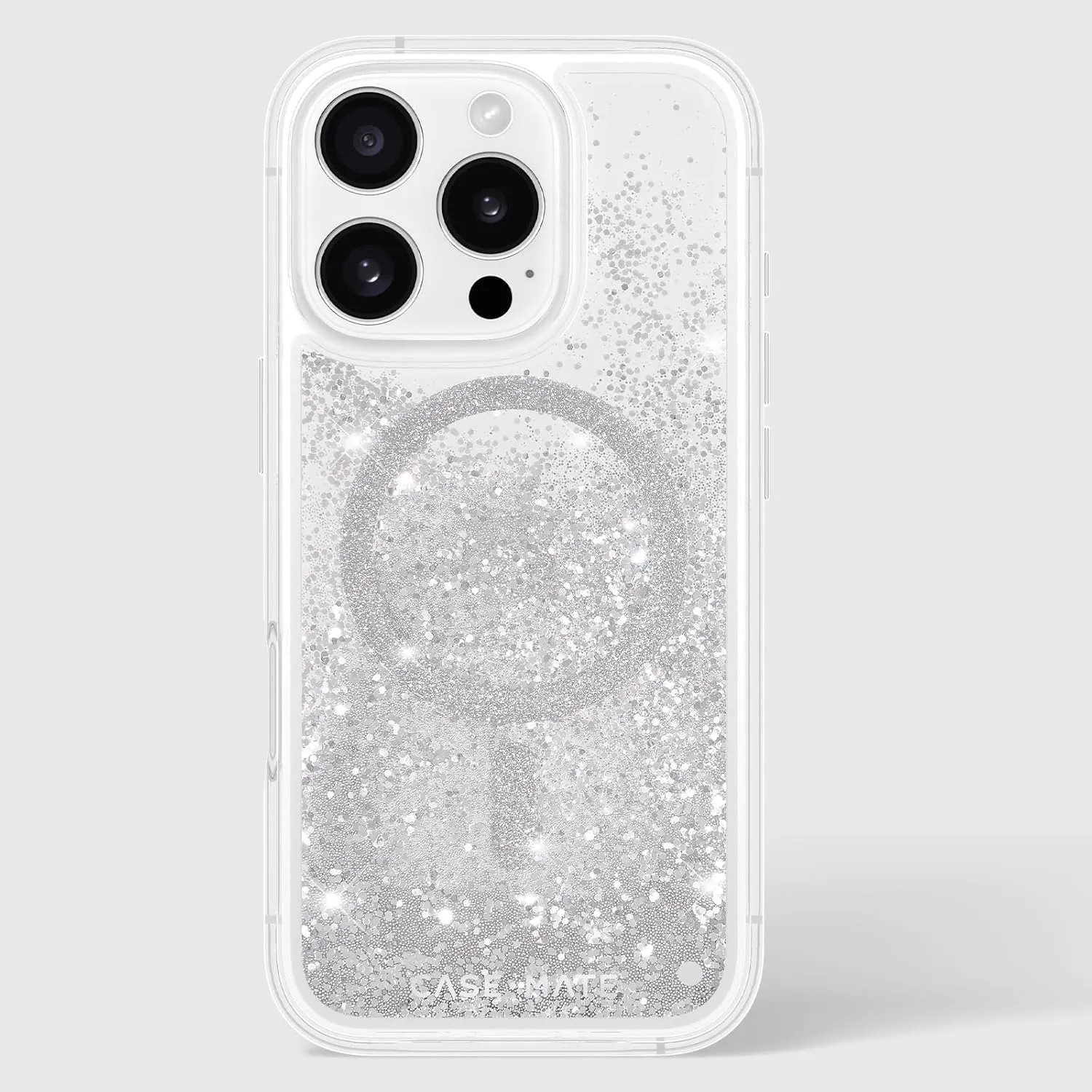 Case-Mate iPhone 16 Pro Case [Compatible with MagSafe] - Sparkly Liquid Glitter Phone Case with 12ft Drop Protection - Premium Magnetic Cover for iPhone 16 Pro - Silver Waterfall