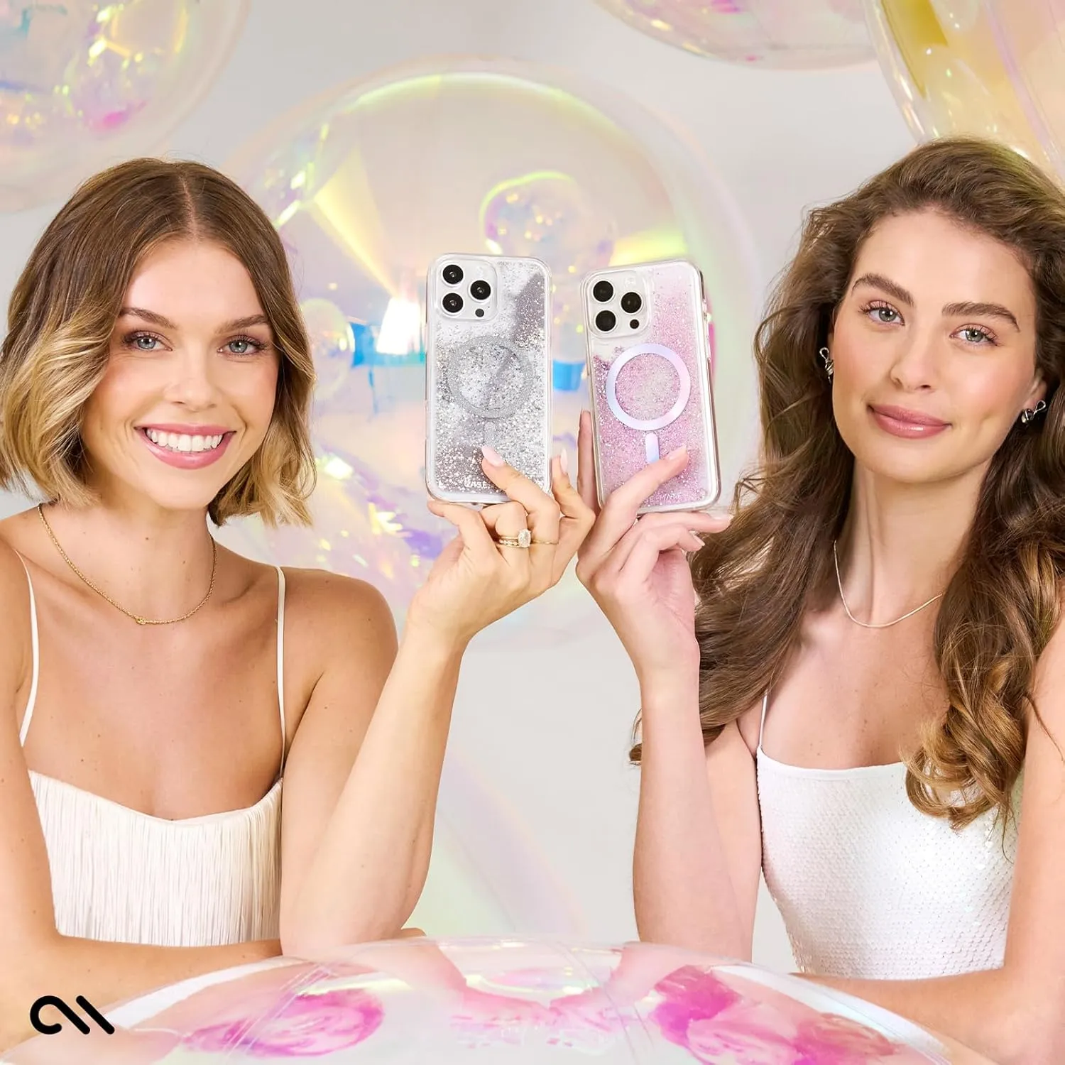 Case-Mate iPhone 16 Pro Case [Compatible with MagSafe] - Sparkly Liquid Glitter Phone Case with 12ft Drop Protection - Premium Magnetic Cover for iPhone 16 Pro - Silver Waterfall