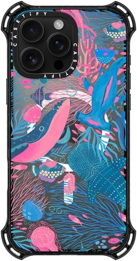 CASETiFY Bounce Case for iPhone 16 Pro Max [Shockproof / 21.3 ft. 6X Military Grade Drop Protection/Compatible with Magsafe] - Under The Sea - Clear Black
