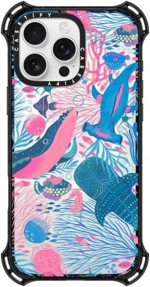 CASETiFY Bounce Case for iPhone 16 Pro Max [Shockproof / 21.3 ft. 6X Military Grade Drop Protection/Compatible with Magsafe] - Under The Sea - Clear Black