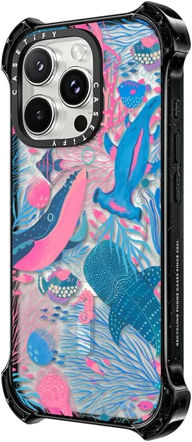 CASETiFY Bounce Case for iPhone 16 Pro Max [Shockproof / 21.3 ft. 6X Military Grade Drop Protection/Compatible with Magsafe] - Under The Sea - Clear Black
