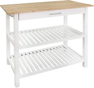 Casual Home Kitchen Island with Solid American Hardwood Top, Natural/White, 40" W (373-91)