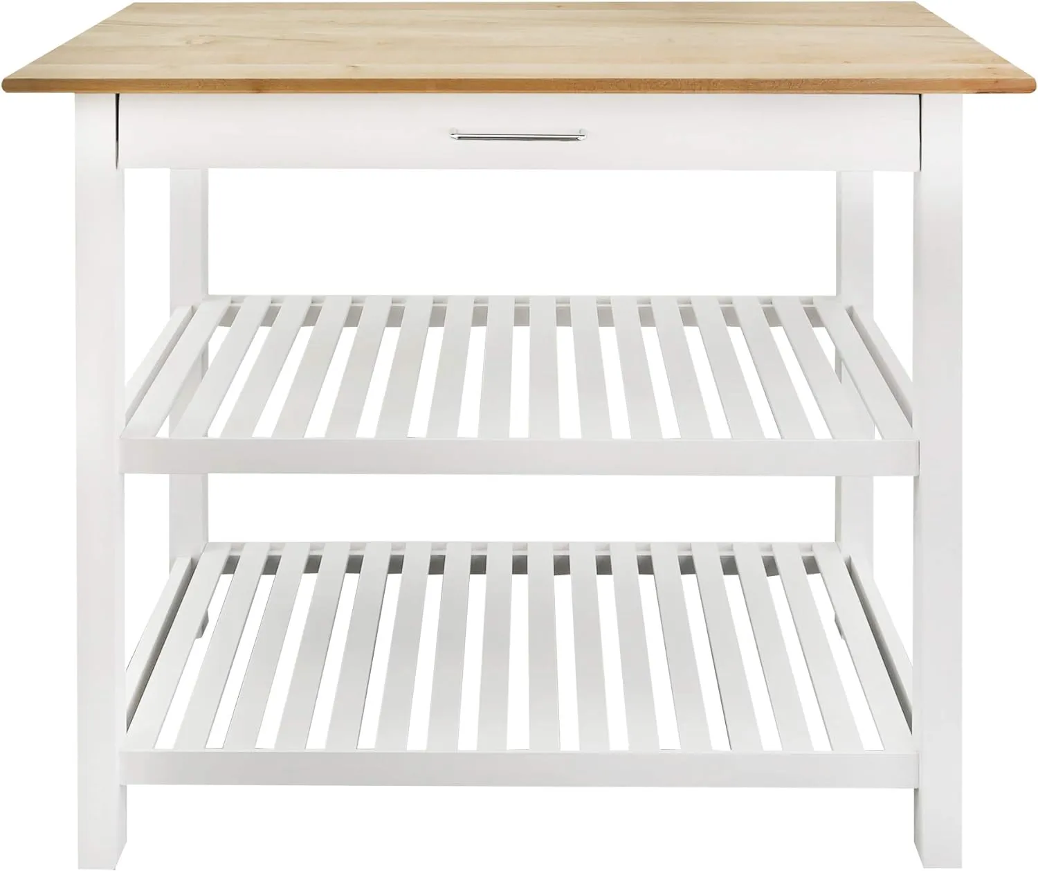 Casual Home Kitchen Island with Solid American Hardwood Top, Natural/White, 40" W (373-91)