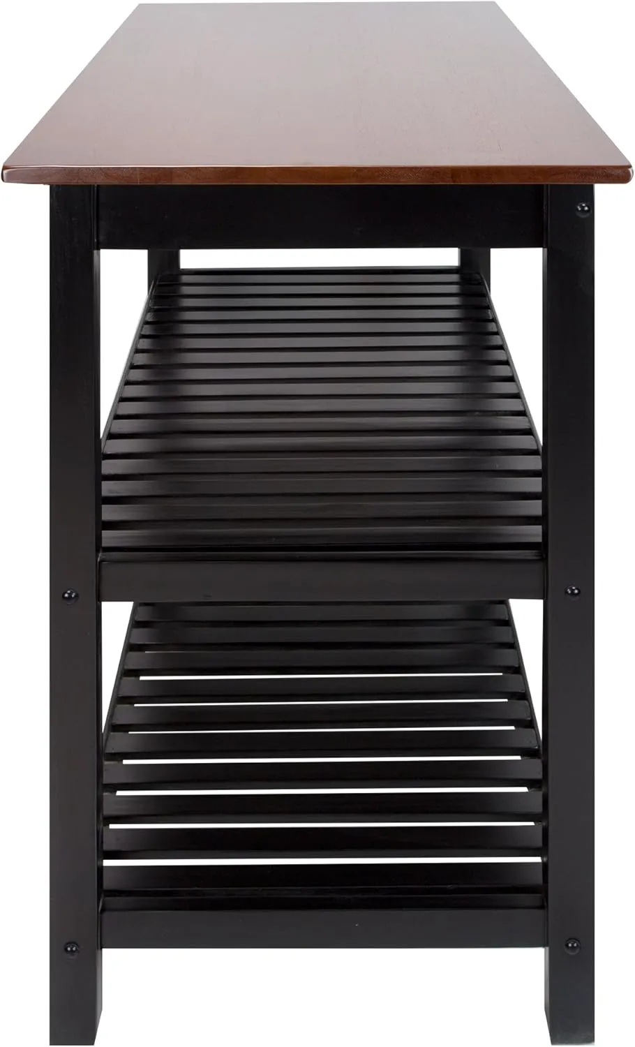 Casual Home Kitchen Island with Solid American Hardwood Top, Walnut&black