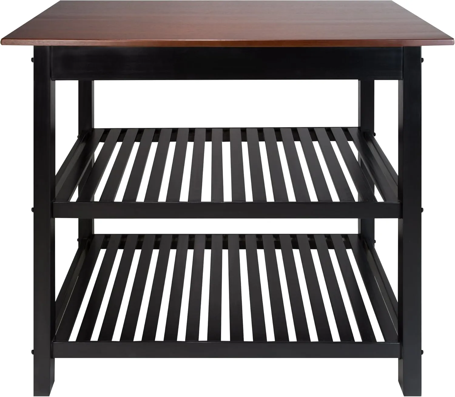 Casual Home Kitchen Island with Solid American Hardwood Top, Walnut&black