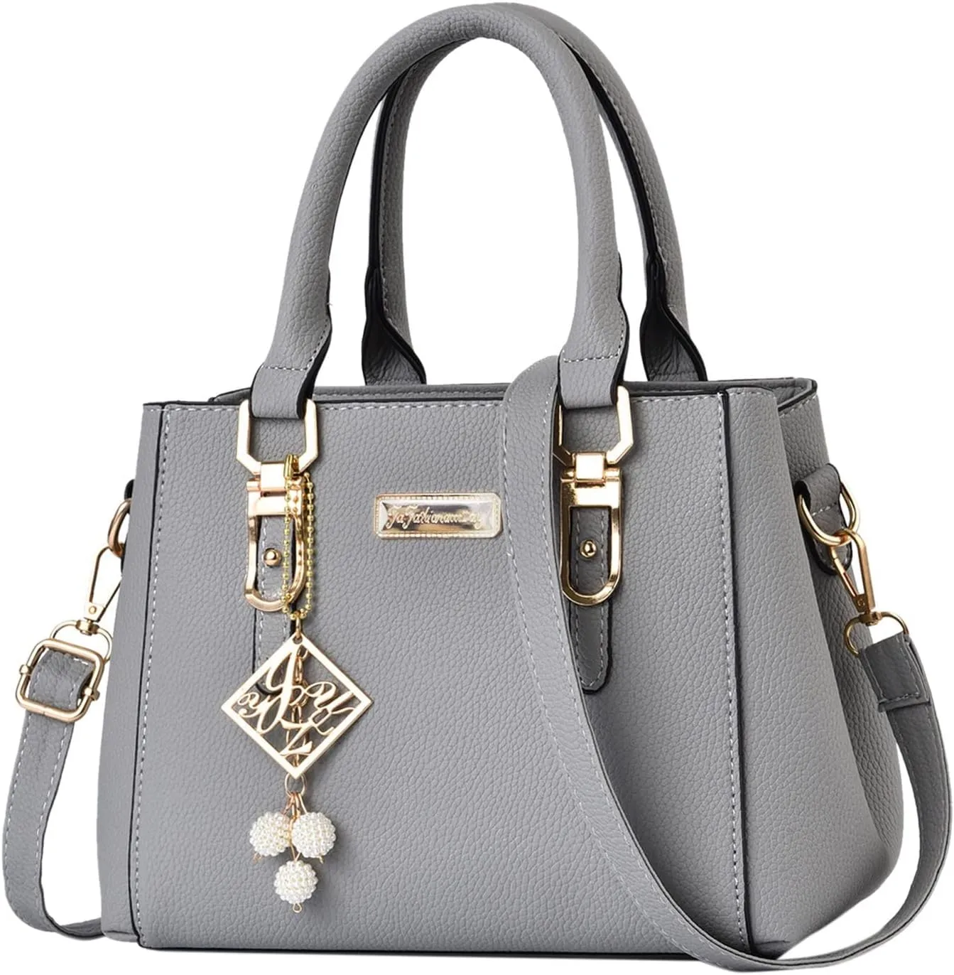 Casual Leather Messenger Bags Large Capacity Handbag Fashion Womens Bag Leather Shoulder Bag for Men (Grey, One Size)