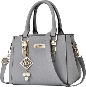 Casual Leather Messenger Bags Large Capacity Handbag Fashion Womens Bag Leather Shoulder Bag for Men (Grey, One Size)
