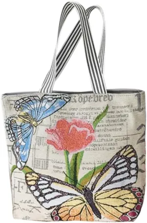 Cat Canvas Tote Bag Handbags with Zipper for Women Large Embroidered Reusable Bag for Grocery Shopping
